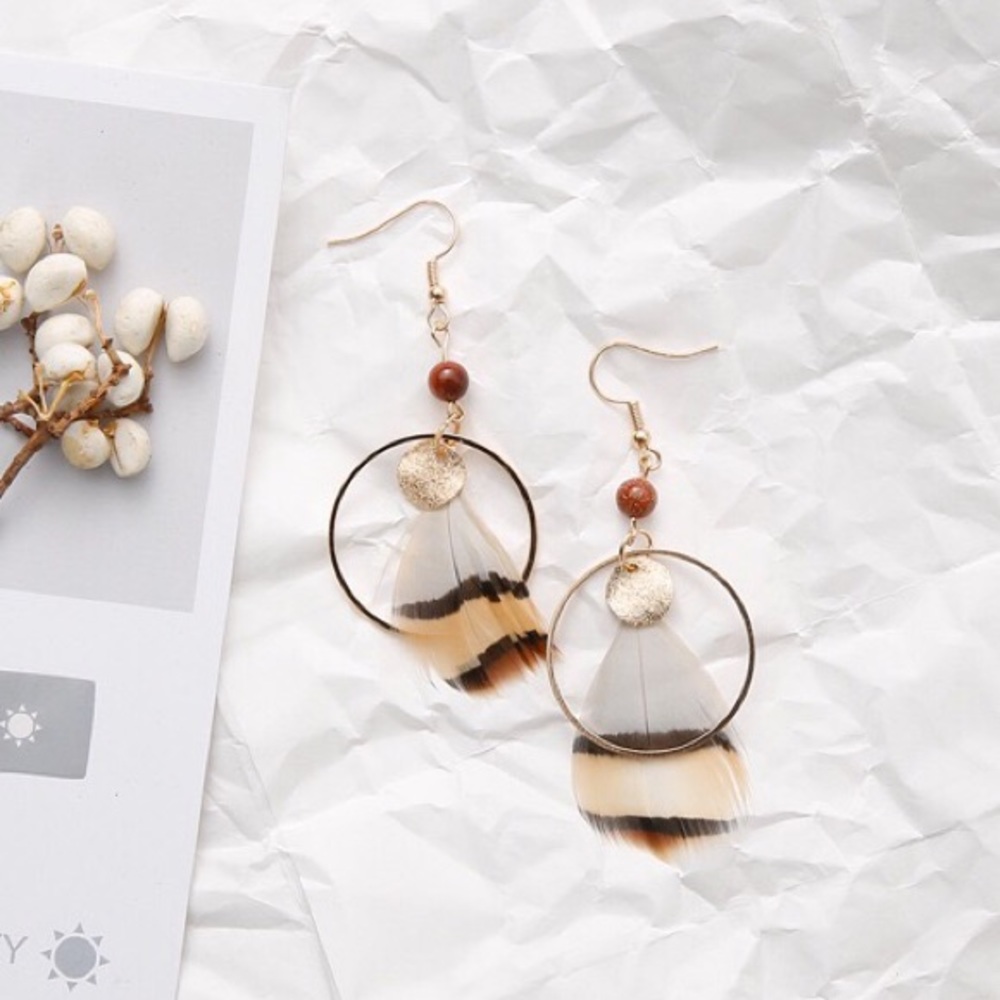 ⭐️Geometric Natural Feather Earrings